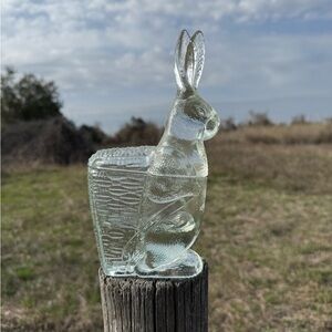Vintage Pressed Glass Rabbit Candy Jar